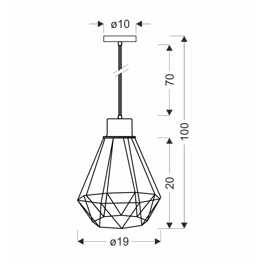 Hanglamp aan een koord PRIMO 1xE27/60W/230V zwart/goud