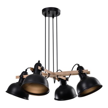 Hanglamp aan een koord RENO 4xE27/40W/230V zwart/bruin