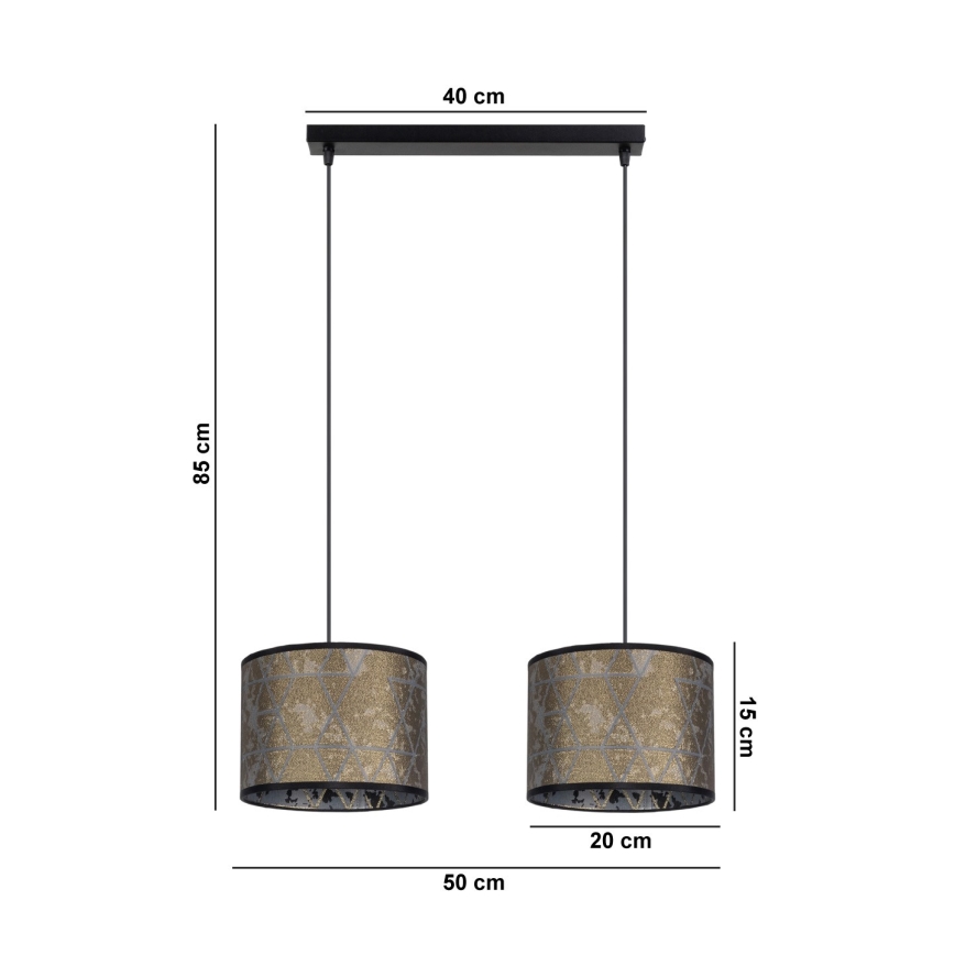 Hanglamp aan een koord REZO 2xE27/60W/230V goud