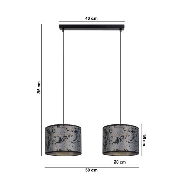 Hanglamp aan een koord REZO 2xE27/60W/230V grijs