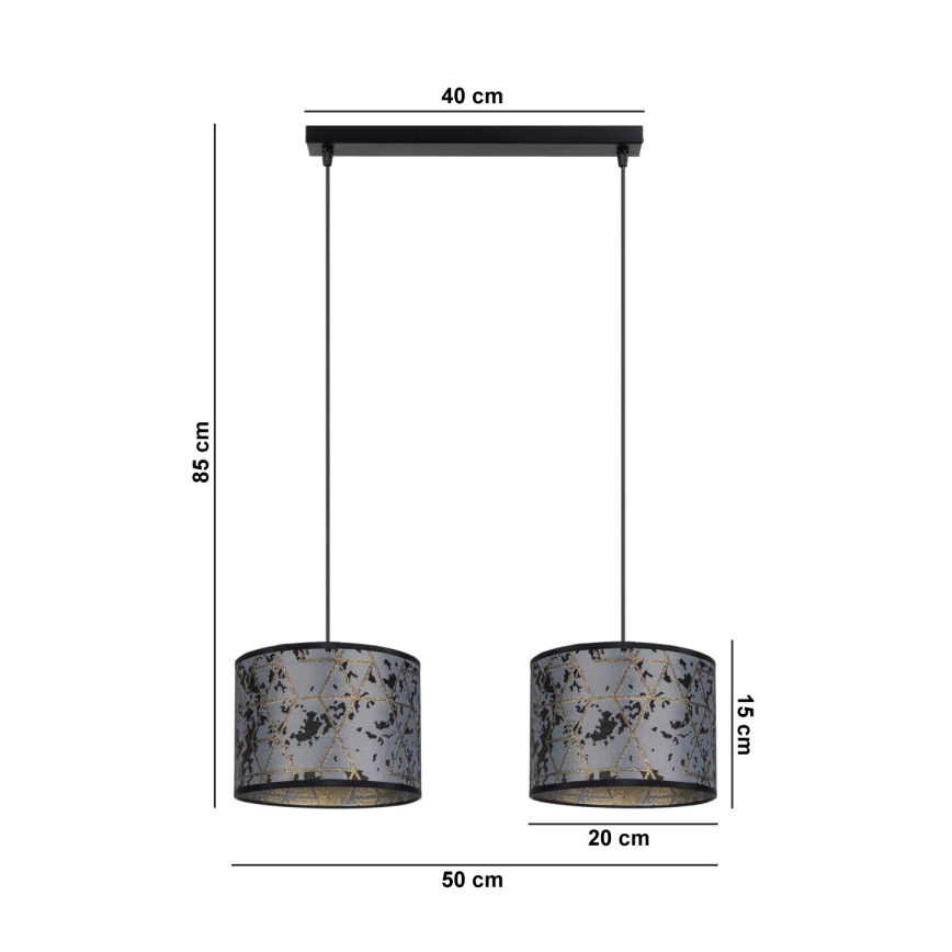 Hanglamp aan een koord REZO 2xE27/60W/230V grijs