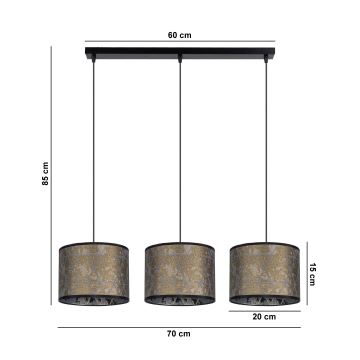 Hanglamp aan een koord REZO 3xE27/60W/230V goud