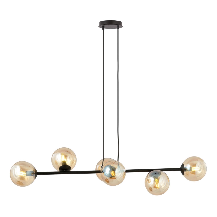 Hanglamp aan een koord ROSSI 6xE14/10W/230V zwart/beige