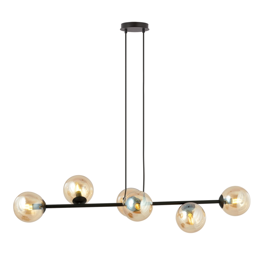 Hanglamp aan een koord ROSSI 6xE14/10W/230V zwart/beige