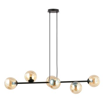 Hanglamp aan een koord ROSSI 6xE14/10W/230V zwart/beige