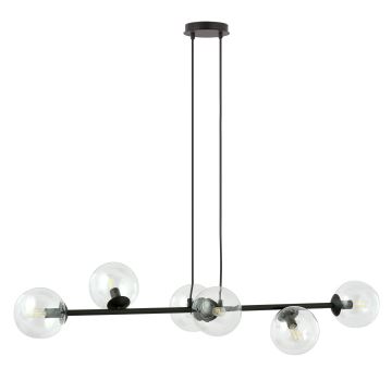 Hanglamp aan een koord ROSSI 6xE14/10W/230V zwart/doorzichtig