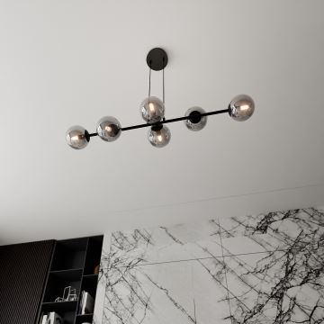 Hanglamp aan een koord ROSSI 6xE14/10W/230V zwart/grijs