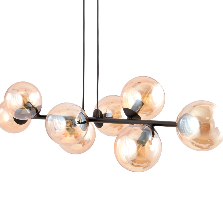 Hanglamp aan een koord ROSSI 8xE14/10W/230V zwart/beige