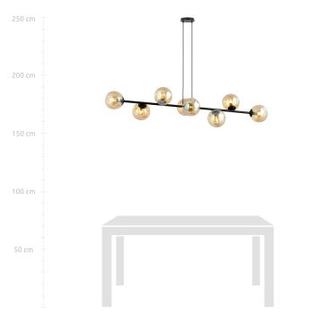 Hanglamp aan een koord ROSSI 8xE14/10W/230V zwart/beige