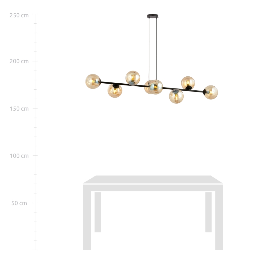 Hanglamp aan een koord ROSSI 8xE14/10W/230V zwart/beige