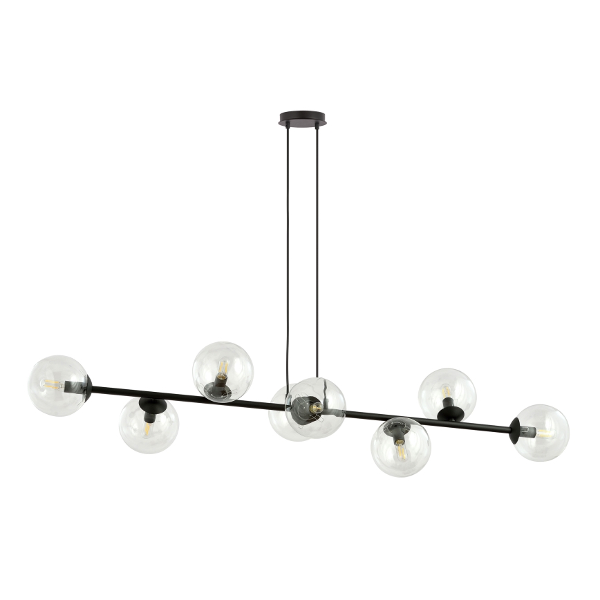 Hanglamp aan een koord ROSSI 8xE14/10W/230V zwart/doorzichtig