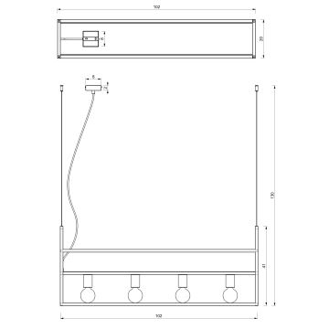 Hanglamp aan een koord SHELF 4xE27/60W/230V