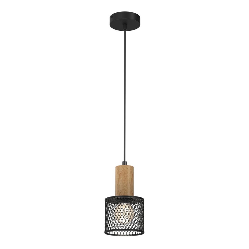 Hanglamp aan een koord SOBRESA 1xE27/60W/230V zwart/hout