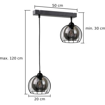 Hanglamp aan een koord SOLO BLACK 2xE27/60W/230V