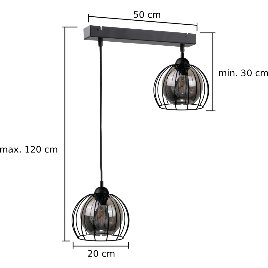 Hanglamp aan een koord SOLO BLACK 2xE27/60W/230V