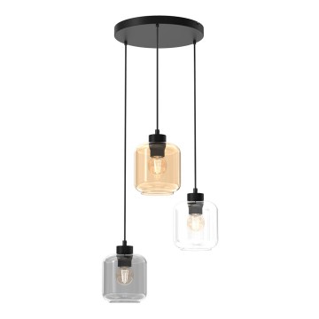 Hanglamp aan een koord SOMBRA 3xE27/60W/230V grijs/beige/transparant