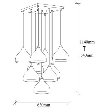 Hanglamp aan een koord TATTOO 9xE27/40W/230V