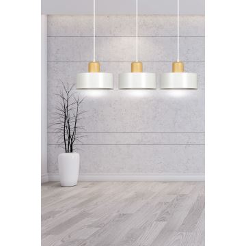 Hanglamp aan een koord TORIN 3xE27/15W/230V wit