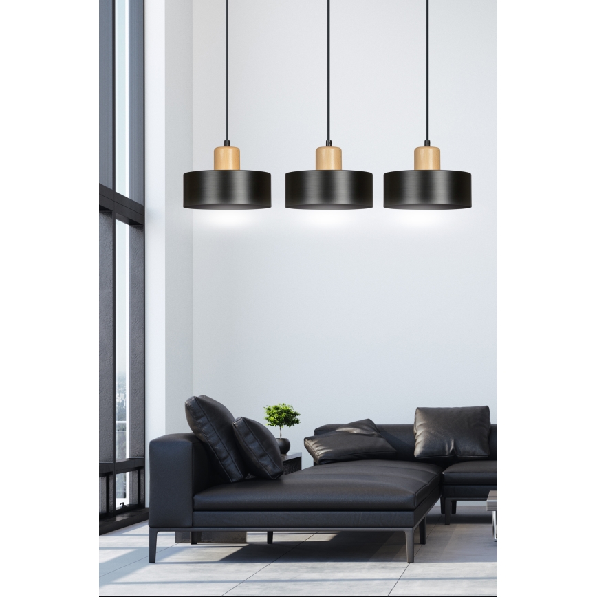 Hanglamp aan een koord TORIN 3xE27/15W/230V zwart