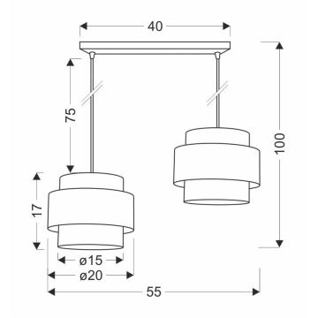 Hanglamp aan een koord TWIN 2xE27/40W/230V bruin/zwart