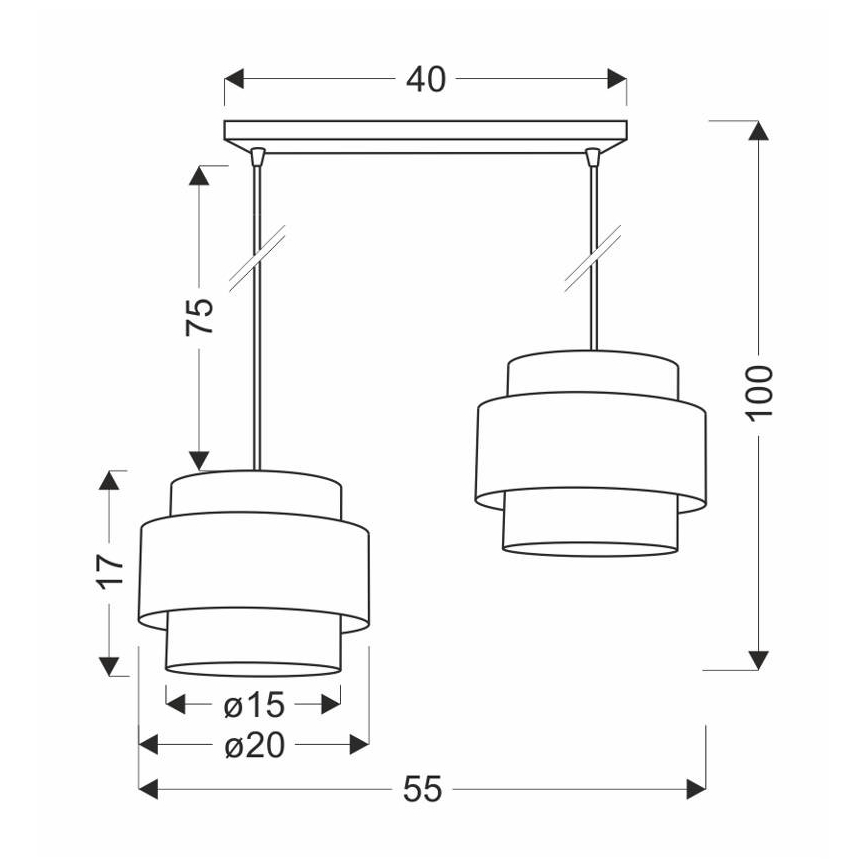 Hanglamp aan een koord TWIN 2xE27/40W/230V bruin/zwart