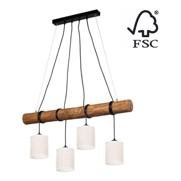 Hanglamp aan een koord ULMO 4xE27/25W/230V Dennenboom – FSC gecertificeerd