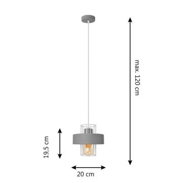 Hanglamp aan een koord VOLTA 1xE27/60W/230V grijs