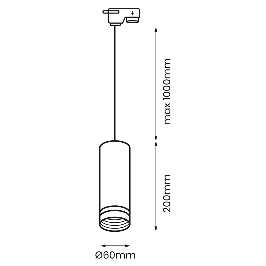 Hanglamp aan een koord voor een Rail Systeem PIPE 1xGU10/25W/230V zwart