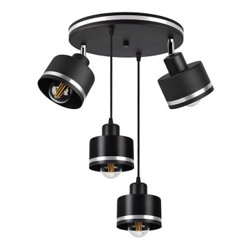 Hanglamp aan een koord WAMA 4xE27/40W/230V zwart/mat chroom