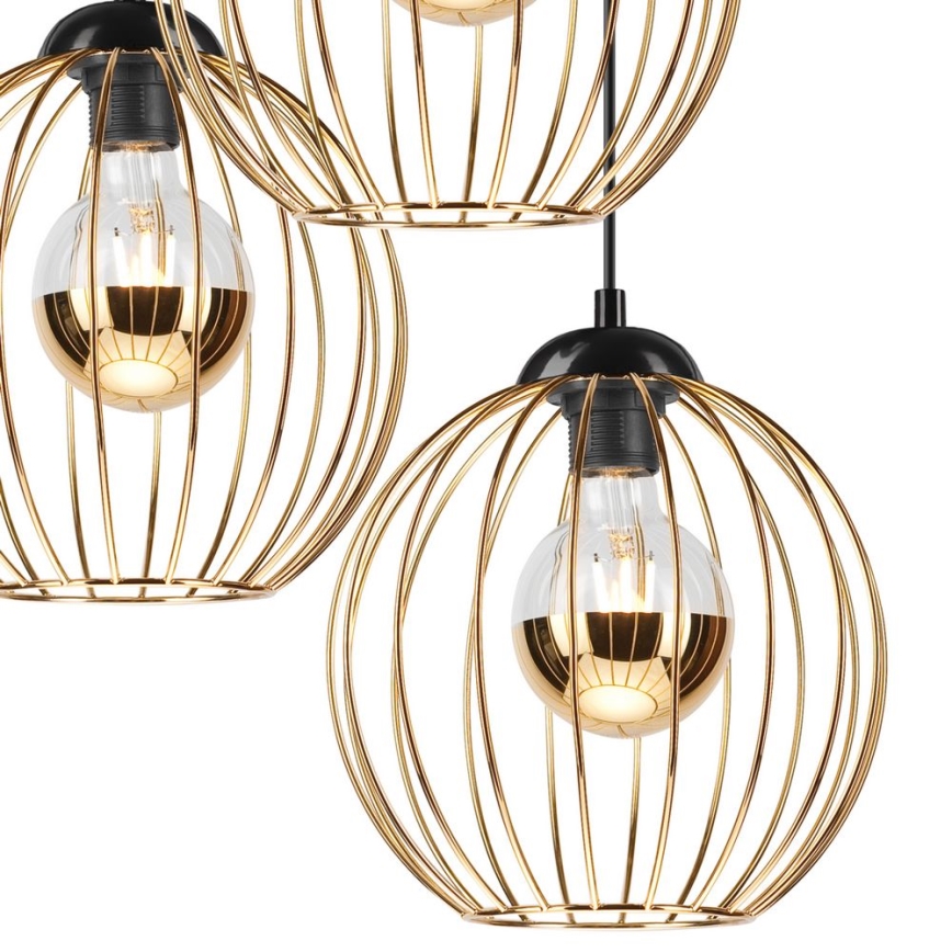 Hanglamp aan een koord ZOYA 3xE27/60W/230V gouden