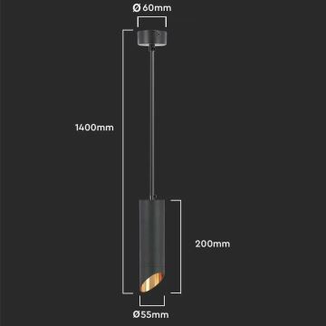 Hanglamp aan een paal 1xGU10/35W/230V 20 cm zwart