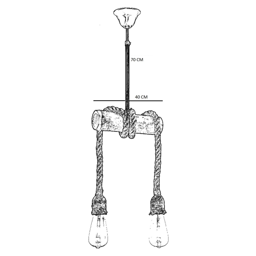 Hanglamp aan een paal BAMBU 2xE27/60W/230V