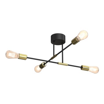 Hanglamp aan een paal FLAME 4xE27/60W/230V zwart/goud