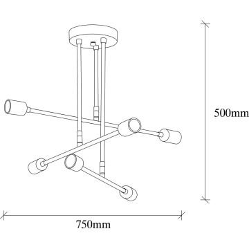 Hanglamp aan een paal FLOWER 6xE27/40W/230V