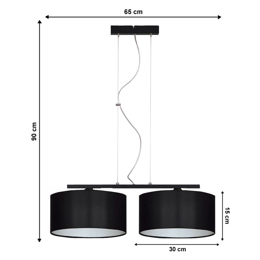 Hanglamp aan koord ASTRA 2xE27/60W/230V zwart