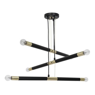 Hanglamp aan koord BASTONE 6xE14/40W/230V zwart/gouden