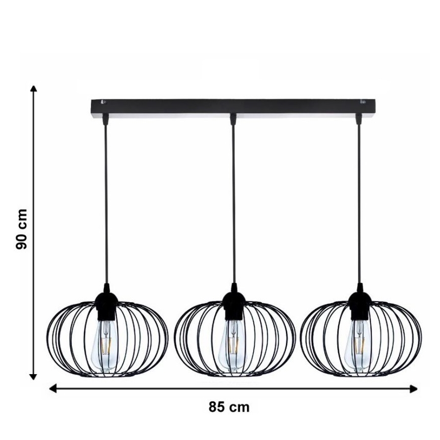 Hanglamp aan koord BOCCA 3x E27 / 60W / 230V