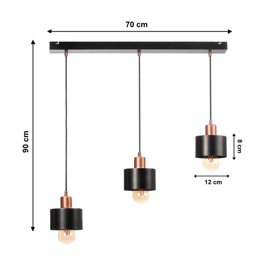 Hanglamp aan koord BODO 3xE27/60W/230V