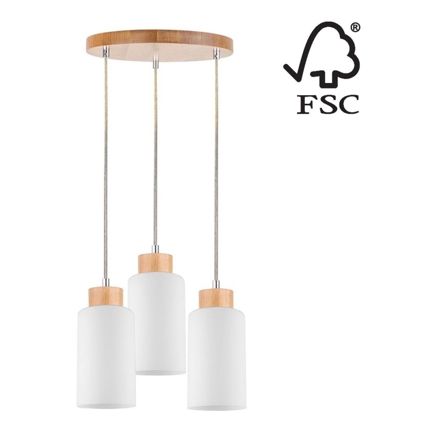 Hanglamp aan koord BOSCO 3xE27/60W/230V - FSC-gecertificeerd