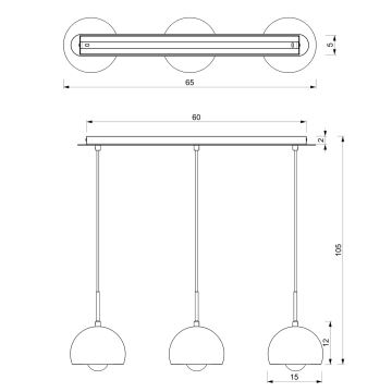 Hanglamp aan koord COOL 3xE27/60W/230V