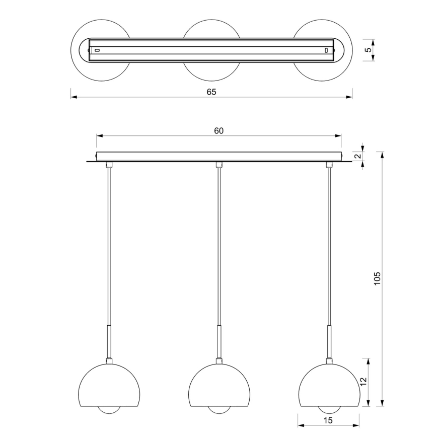 Hanglamp aan koord COOL 3xE27/60W/230V