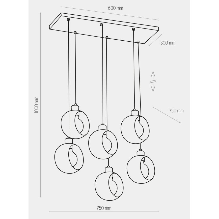 Hanglamp aan koord CYKLOP 6xE27/60W/230V wit