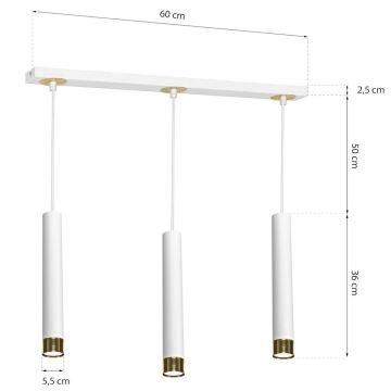 Hanglamp aan koord DANI 3xGU10/8W/230V