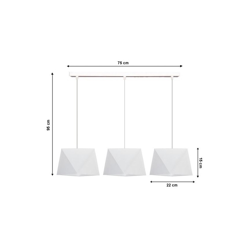 Hanglamp aan koord DIAMENT 3xE27/60W/230V wit