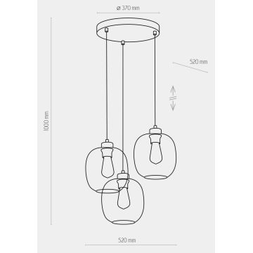 Hanglamp aan koord ELIO 3xE27/15W/230V