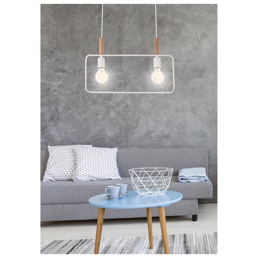 Hanglamp aan koord FRAME 2xE27/60W/230V wit