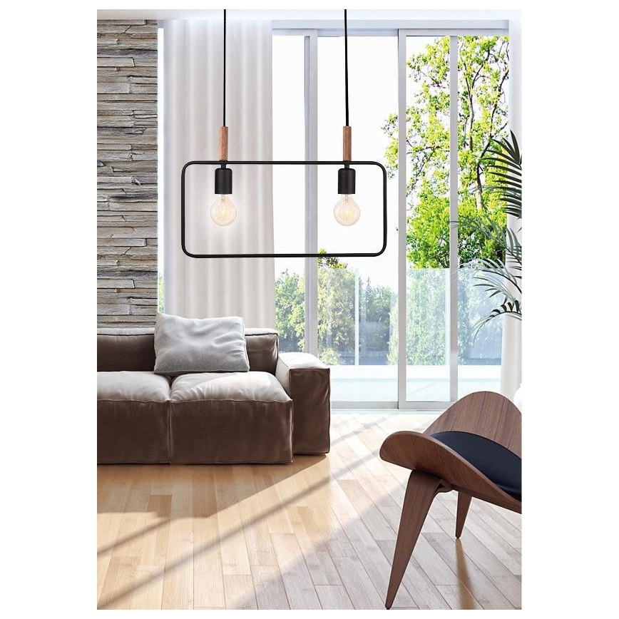 Hanglamp aan koord FRAME 2xE27/60W/230V zwart