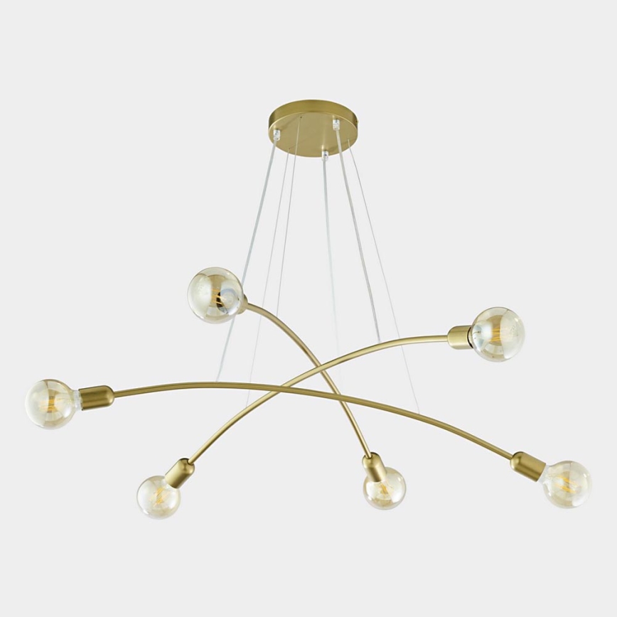 Hanglamp aan koord  HELIX 6xE27/60W/230V gouden