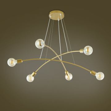 Hanglamp aan koord  HELIX 6xE27/60W/230V gouden