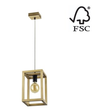 Hanglamp aan koord KAGO 1xE27/60W/230V mat eiken - FSC-gecertificeerd